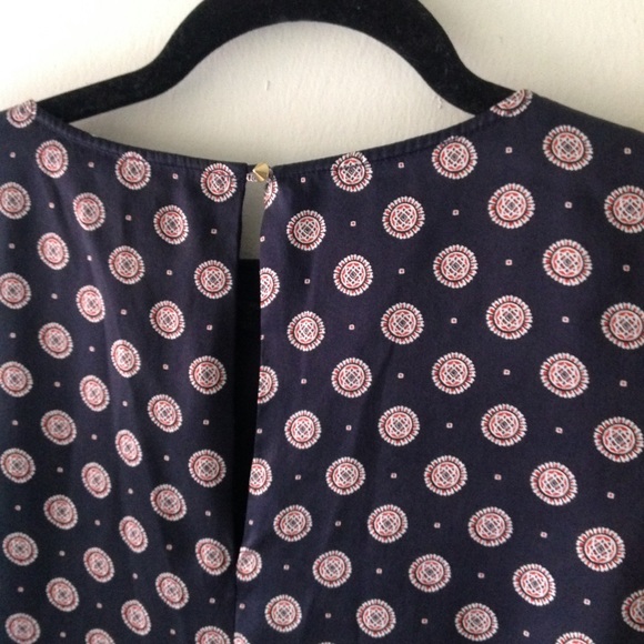 Banana Republic SILK FOULARD DRESS ruffle navy 2 - Picture 5 of 7